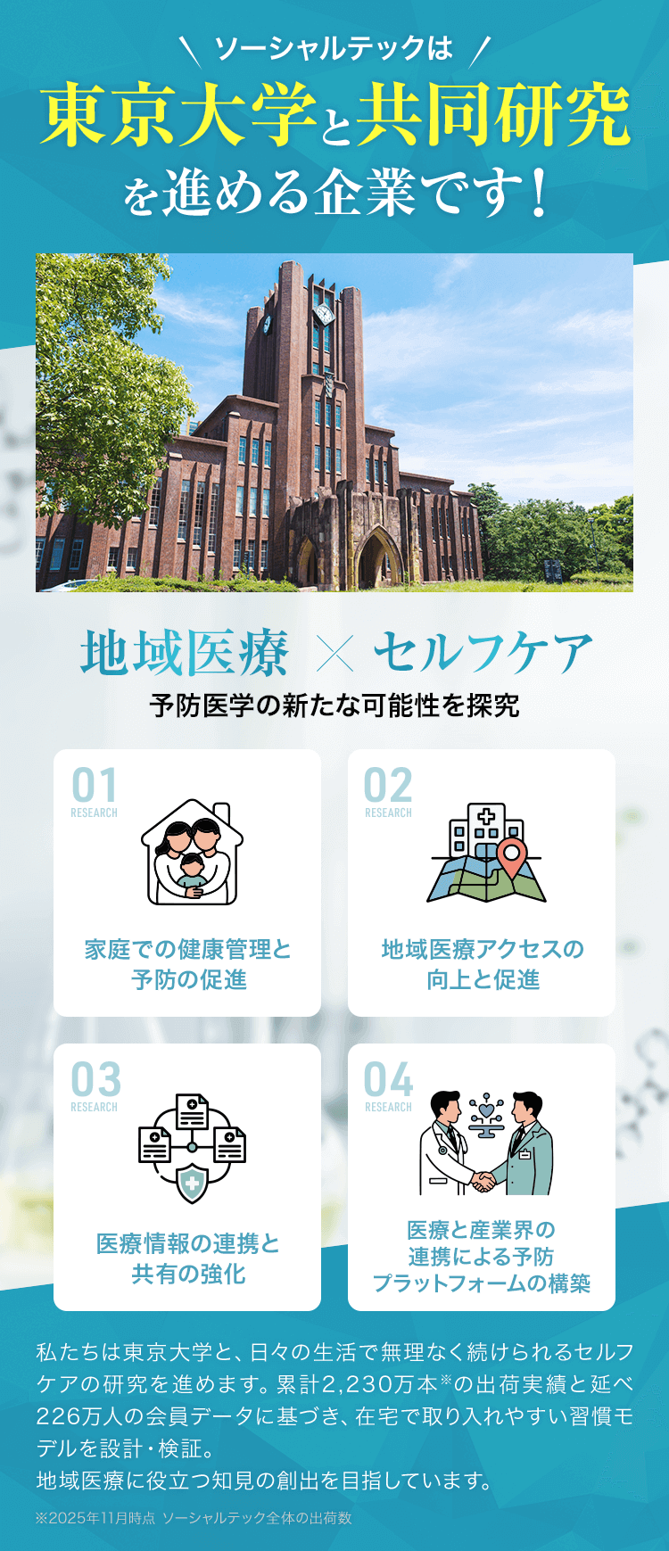 ソーシャルテックは東京大学と共同研究を進める企業です！