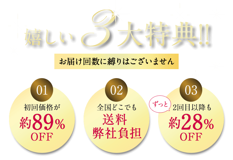 ふわ姫を初めての方限定 嬉しい3大特典