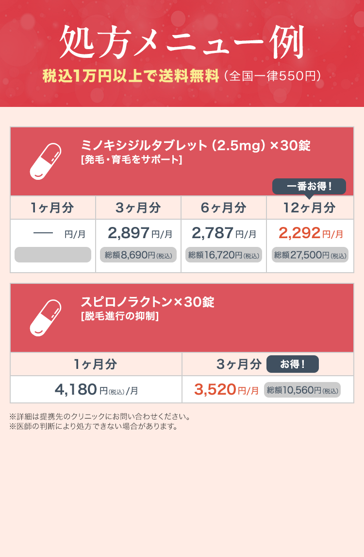 処方メニュー例