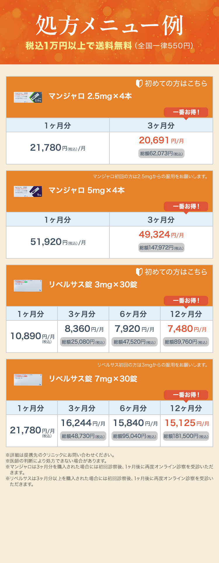 処方メニュー例